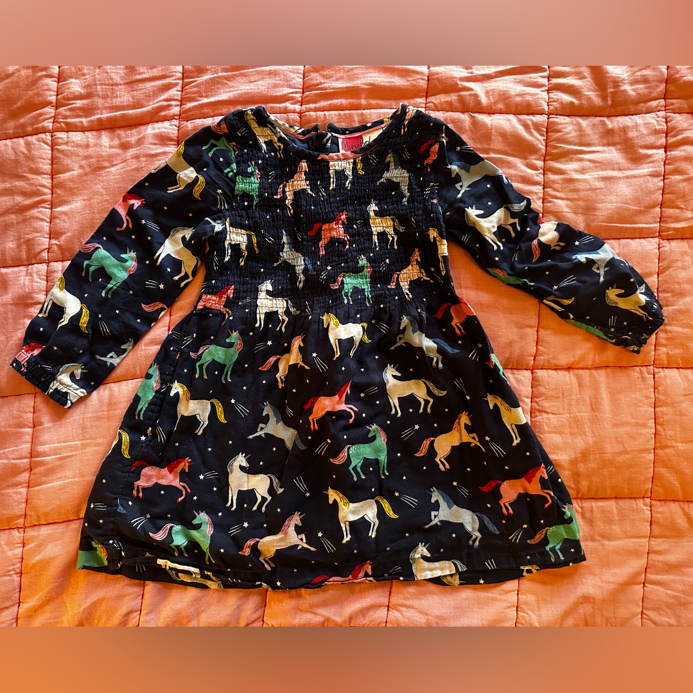 Mini Boden Kids Dress with Colorful Unicorn Print